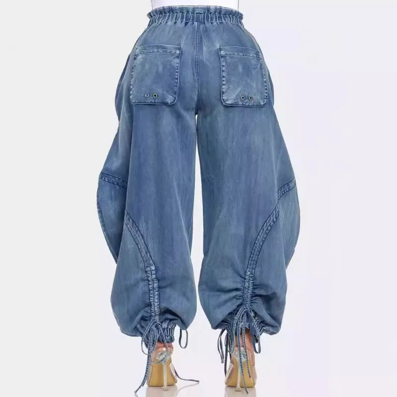 Drawcord denim jogger dames – Runway