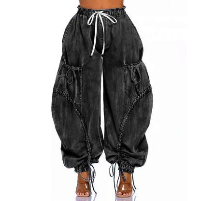 Drawcord denim jogger dames – Runway
