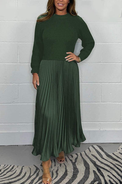 Elegant dames set met plissé rok en fijngebreide trui