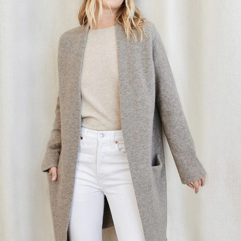 Elegante Gebreide Dames Vest in Effen Kleur voor Herfst en Winter