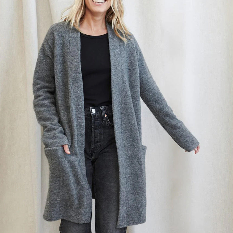 Elegante Gebreide Dames Vest in Effen Kleur voor Herfst en Winter