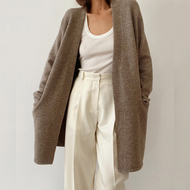 Elegante Gebreide Dames Vest in Effen Kleur voor Herfst en Winter