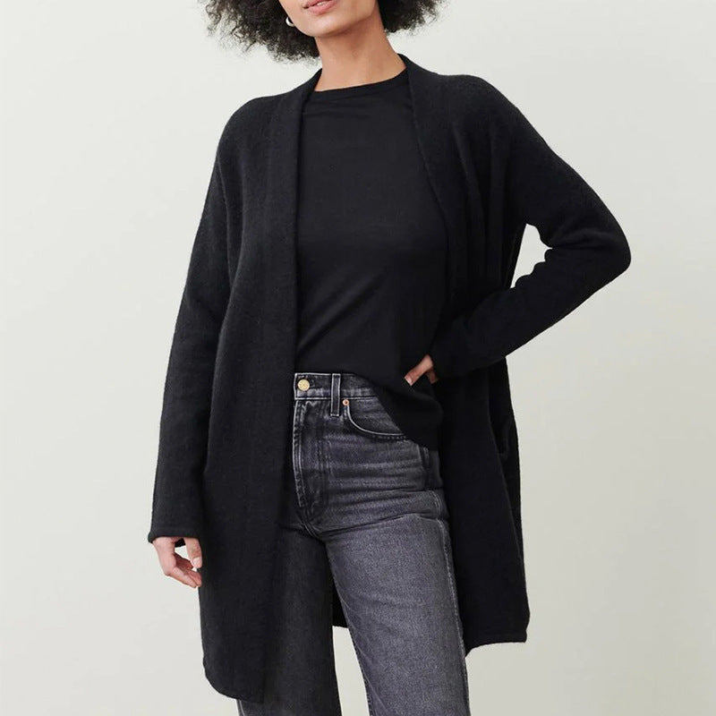 Elegante Gebreide Dames Vest in Effen Kleur voor Herfst en Winter