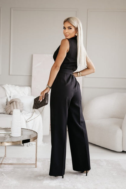 Elegante Jumpsuit met open hals en Wijde Pijpen