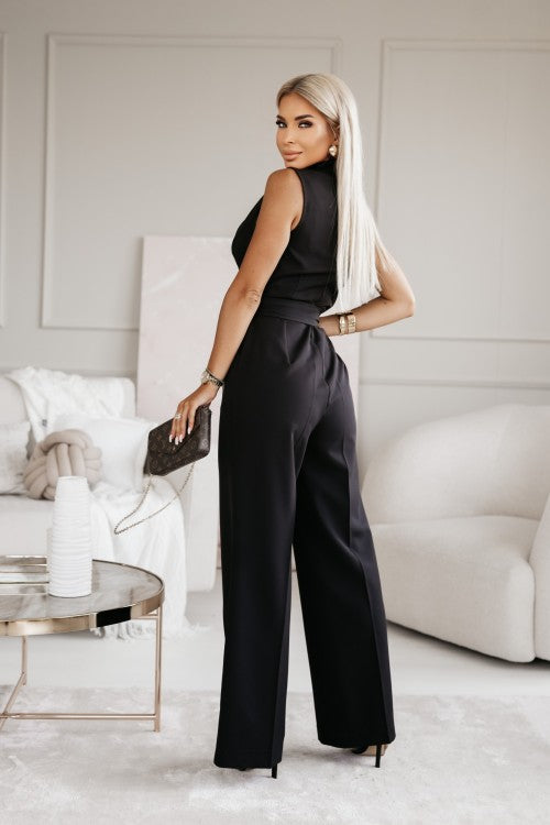 Elegante Jumpsuit met open hals en Wijde Pijpen