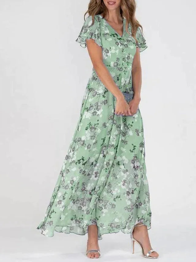 Elegante Midi Jurk Print voor Vrouwen van Viscose