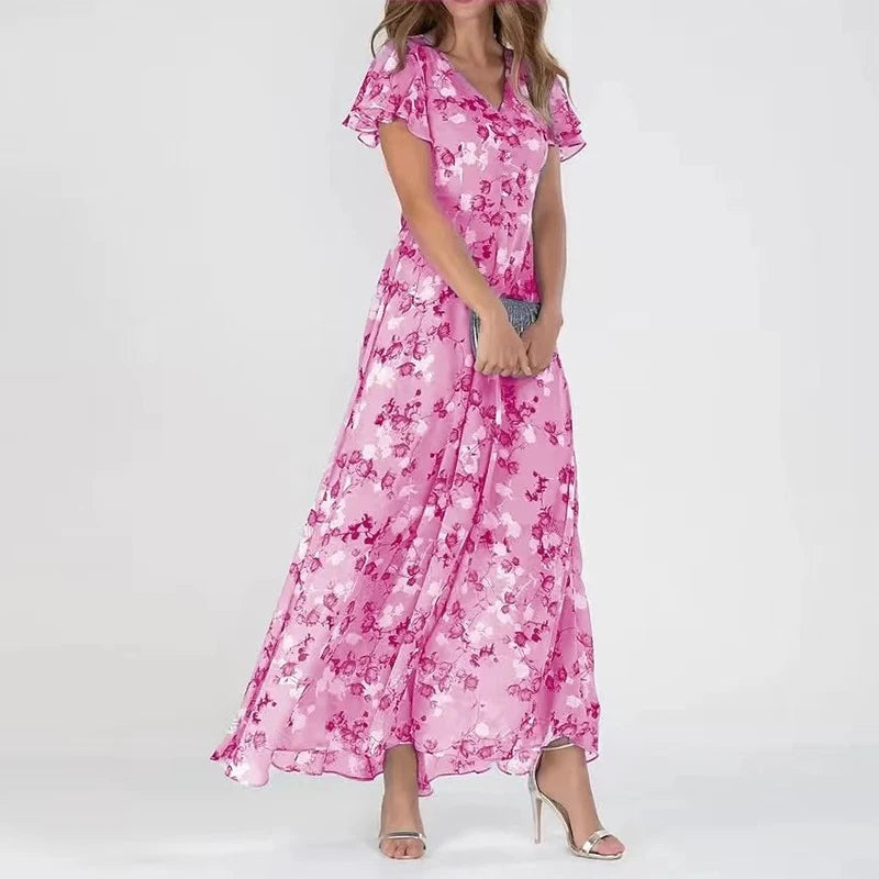 Elegante Midi Jurk Print voor Vrouwen van Viscose