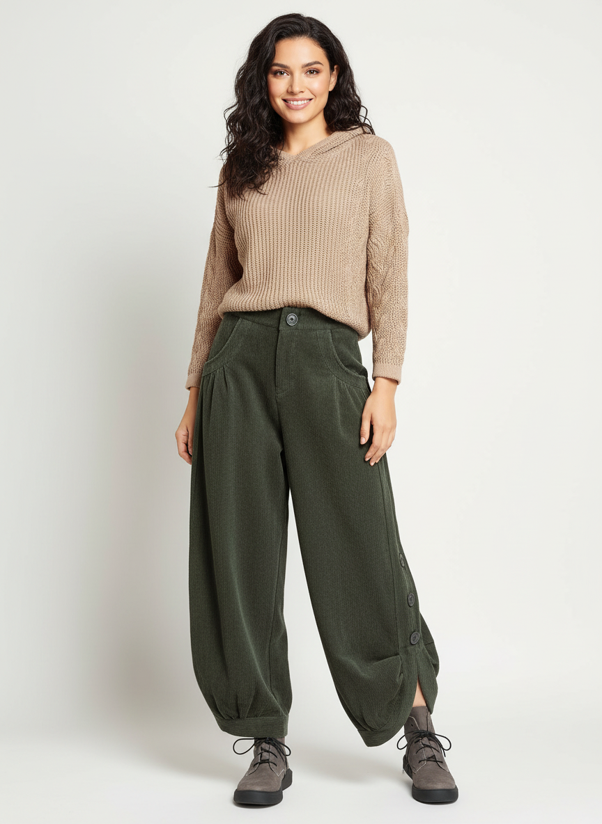 Elegante corduroy high-waist broek – Amélie