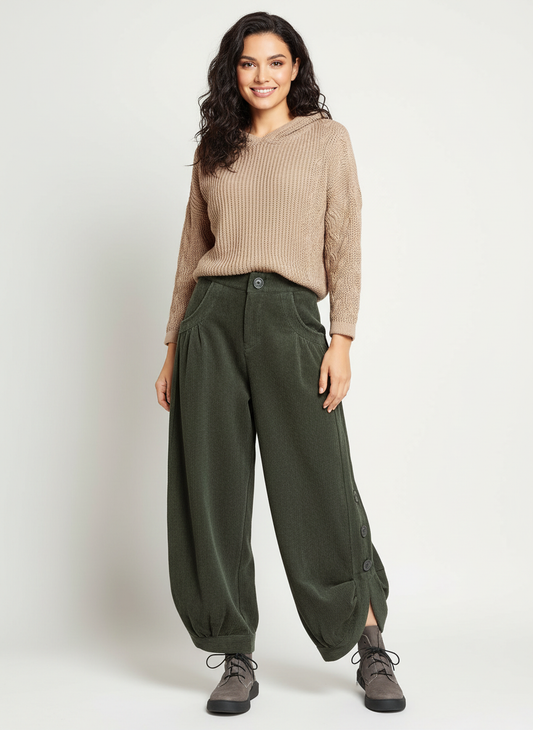 Elegante corduroy high-waist broek – Amélie