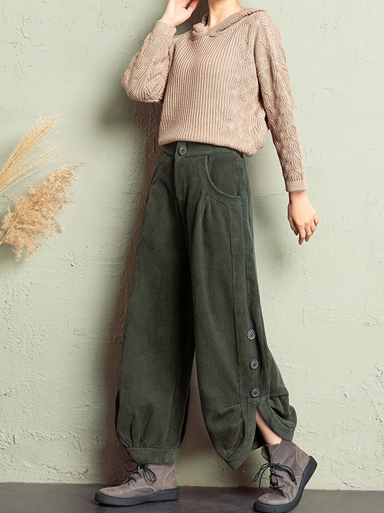 Elegante corduroy high-waist broek – Amélie