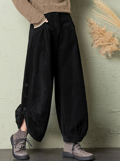 Elegante corduroy high-waist broek – Amélie