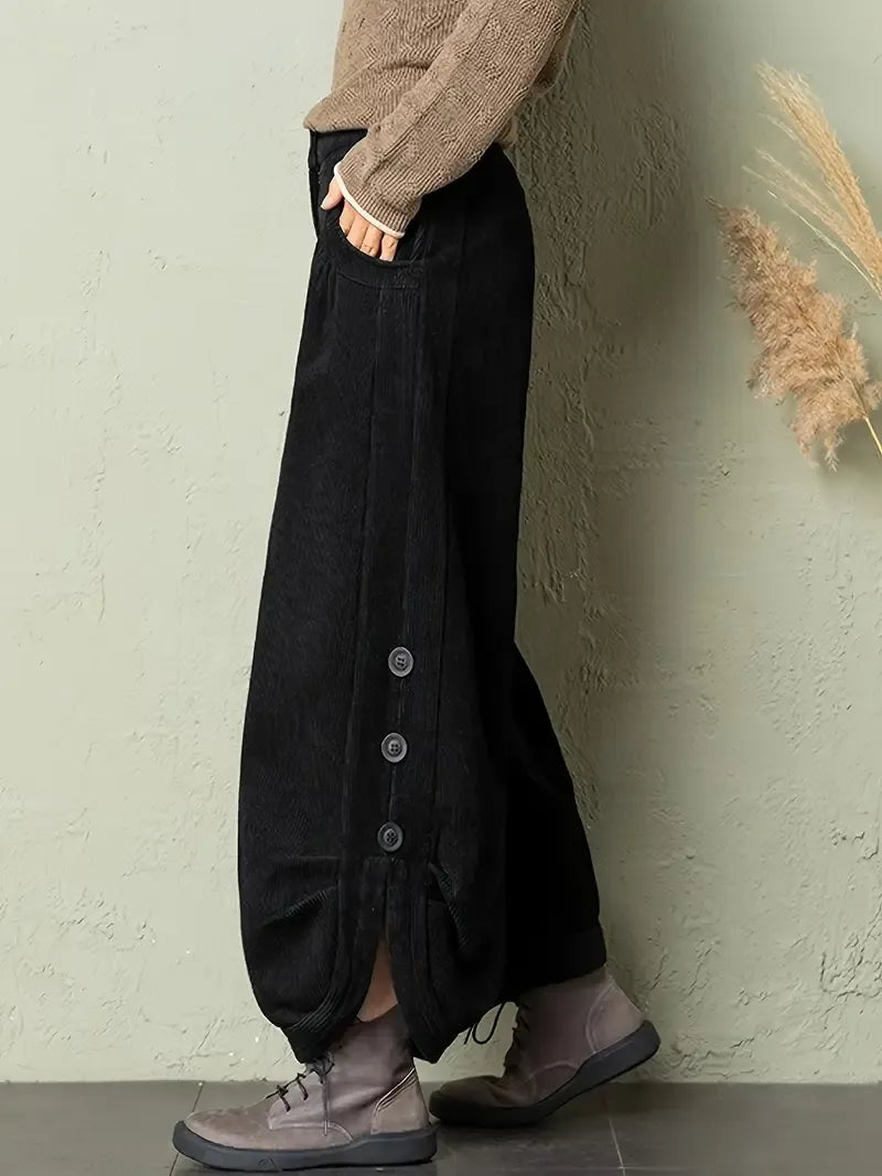 Elegante corduroy high-waist broek – Amélie