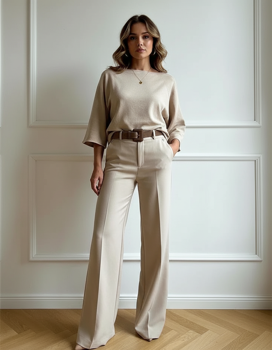 Elegante dames co-ord set met wijde pantalon – Elara