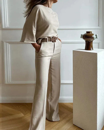 Elegante dames co-ord set met wijde pantalon – Elara