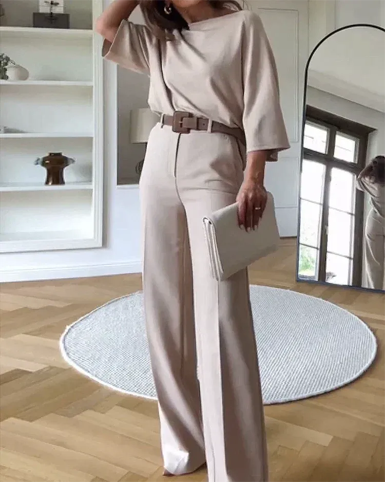 Elegante dames co-ord set met wijde pantalon – Elara