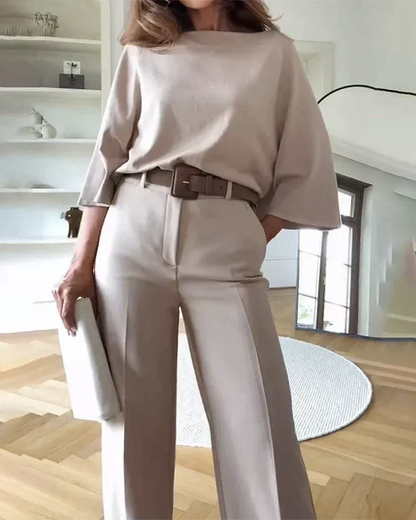 Elegante dames co-ord set met wijde pantalon – Elara