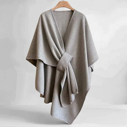 Elegante dames omslagponcho met ceintuur