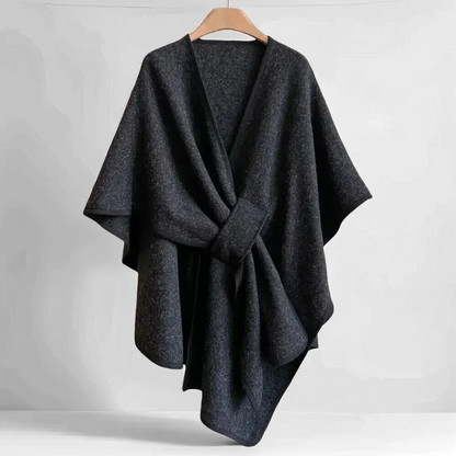 Elegante dames omslagponcho met ceintuur