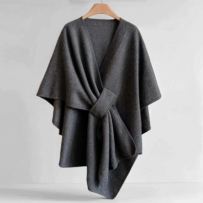 Elegante dames omslagponcho met ceintuur