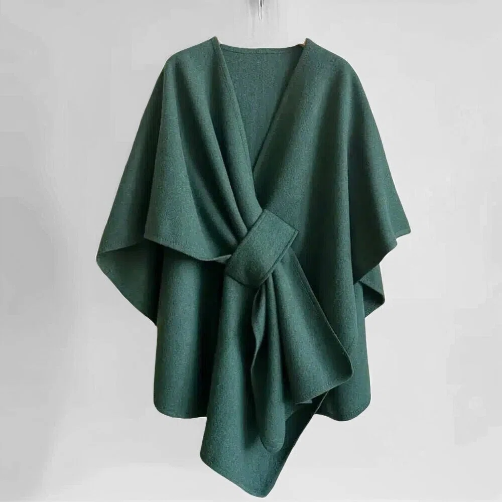 Elegante dames omslagponcho met ceintuur