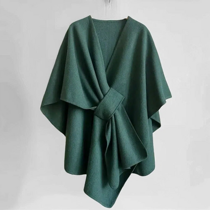 Elegante dames omslagponcho met ceintuur