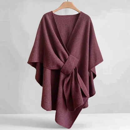 Elegante dames omslagponcho met ceintuur