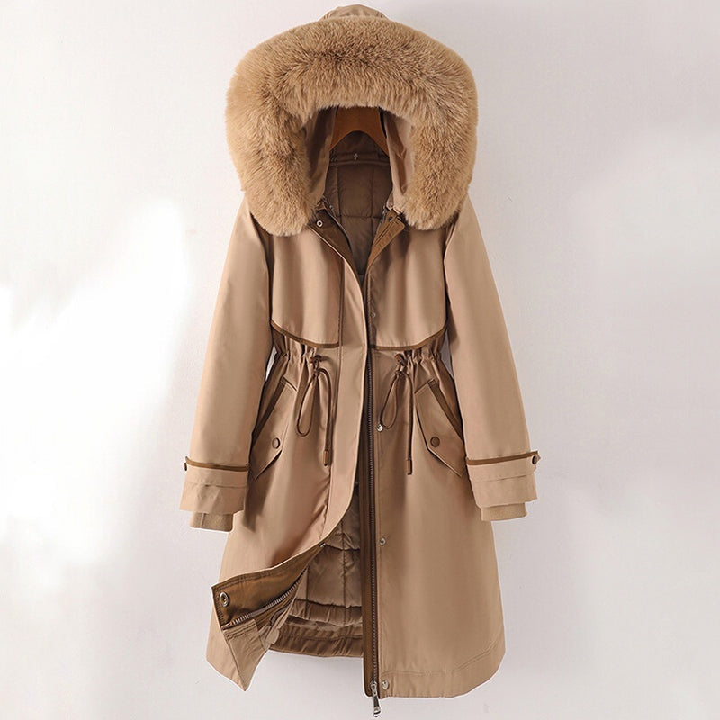 Elegante dames parka winterjas met faux fur capuchon