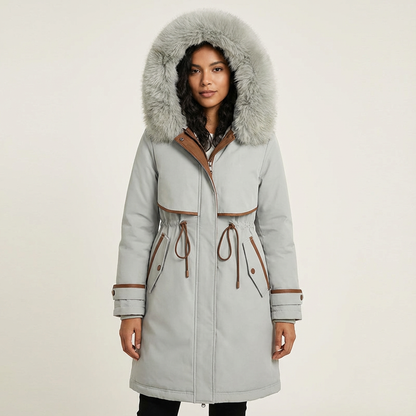 Elegante dames parka winterjas met faux fur capuchon