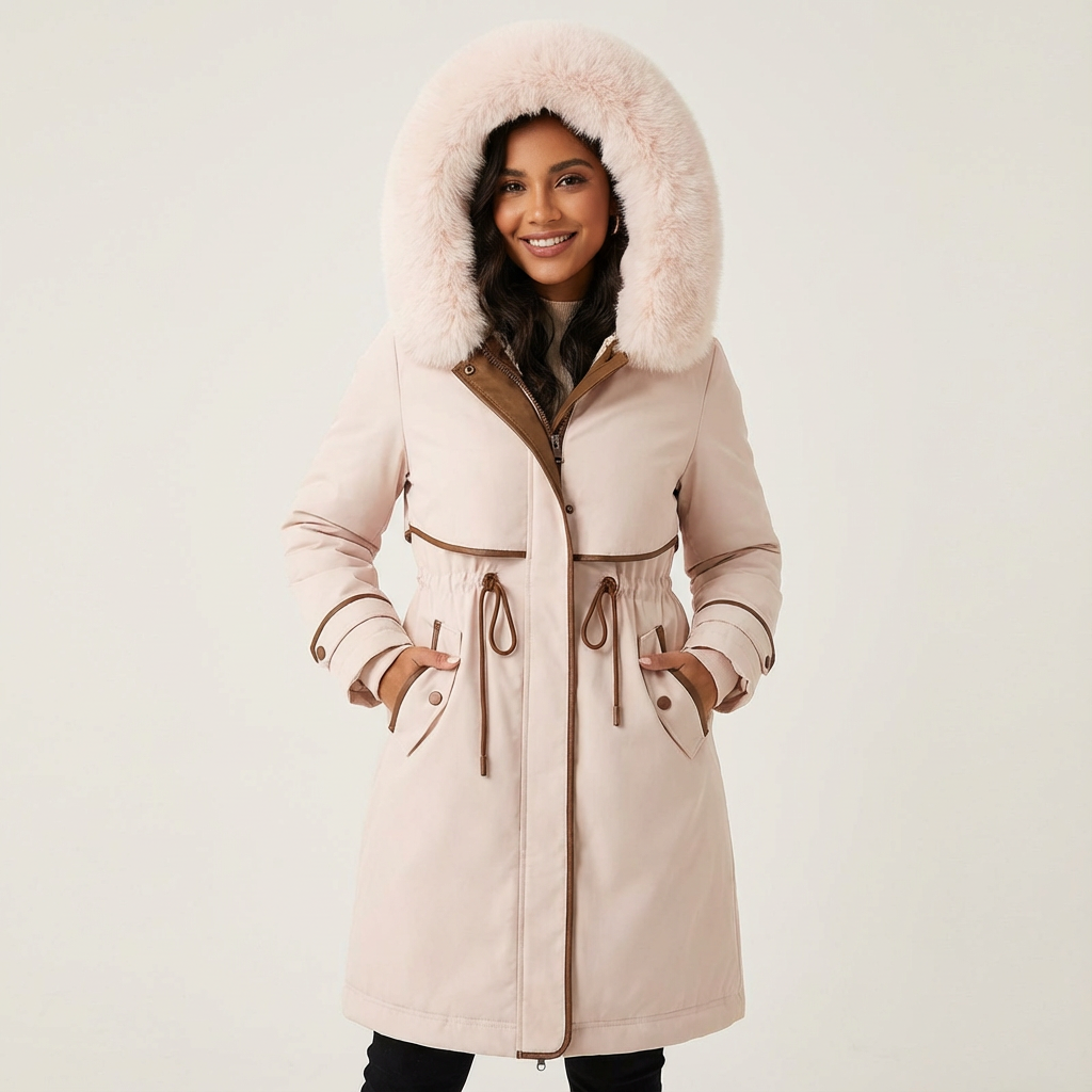 Elegante dames parka winterjas met faux fur capuchon