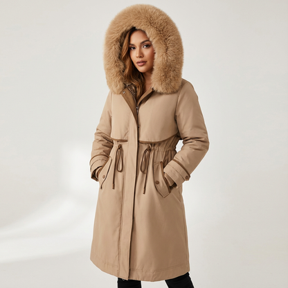 Elegante dames parka winterjas met faux fur capuchon
