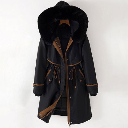Elegante dames parka winterjas met faux fur capuchon