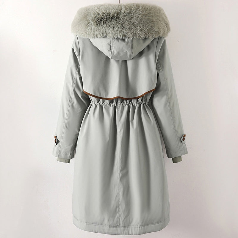 Elegante dames parka winterjas met faux fur capuchon