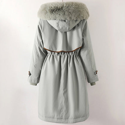 Elegante dames parka winterjas met faux fur capuchon