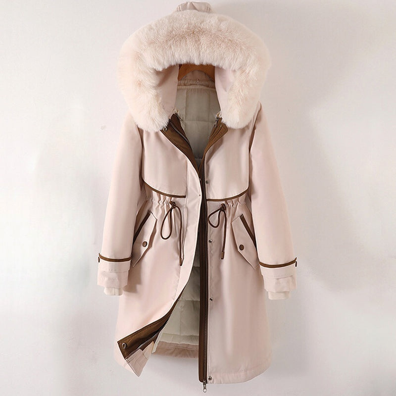 Elegante dames parka winterjas met faux fur capuchon