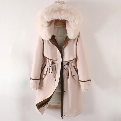 Elegante dames parka winterjas met faux fur capuchon