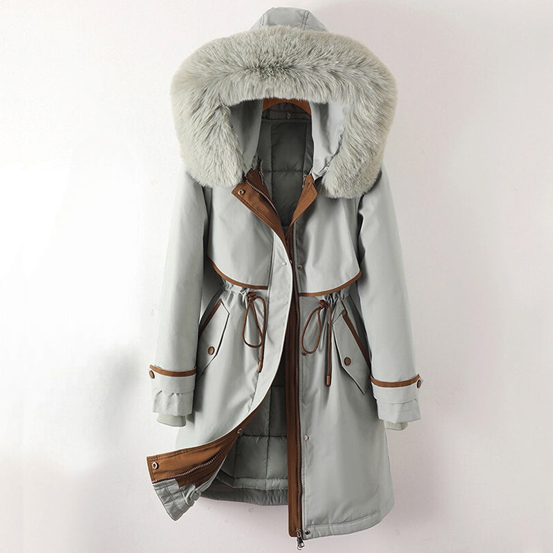 Elegante dames parka winterjas met faux fur capuchon