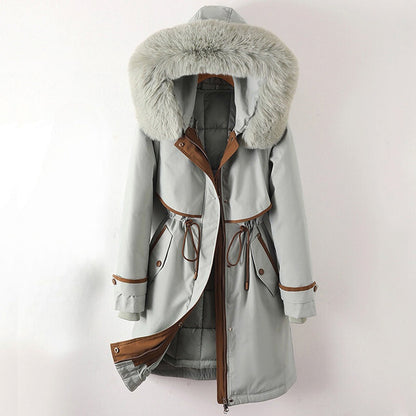 Elegante dames parka winterjas met faux fur capuchon