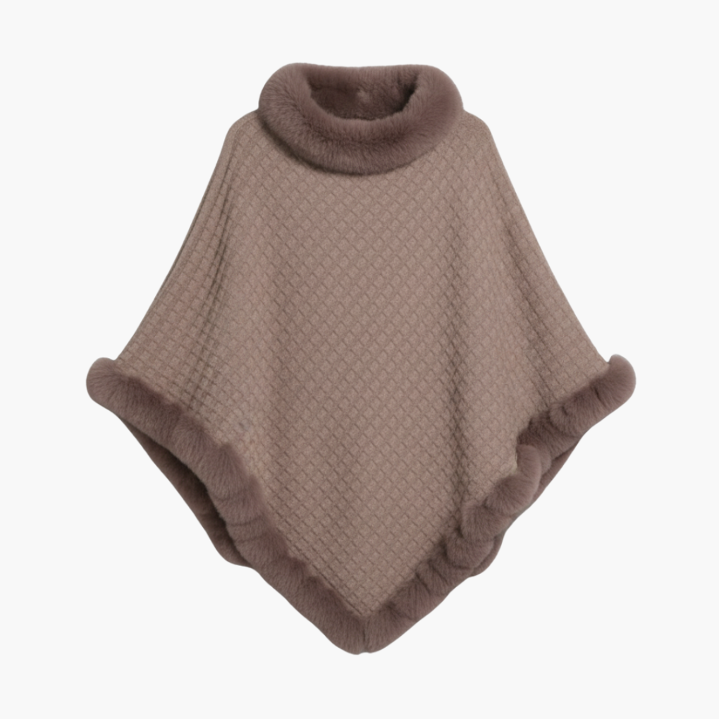 Elegante dames poncho met zachte bontafwerking