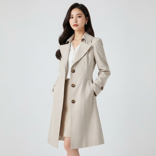 Elegante dames trenchcoat met getailleerde pasvorm en klassieke knoopsluiting