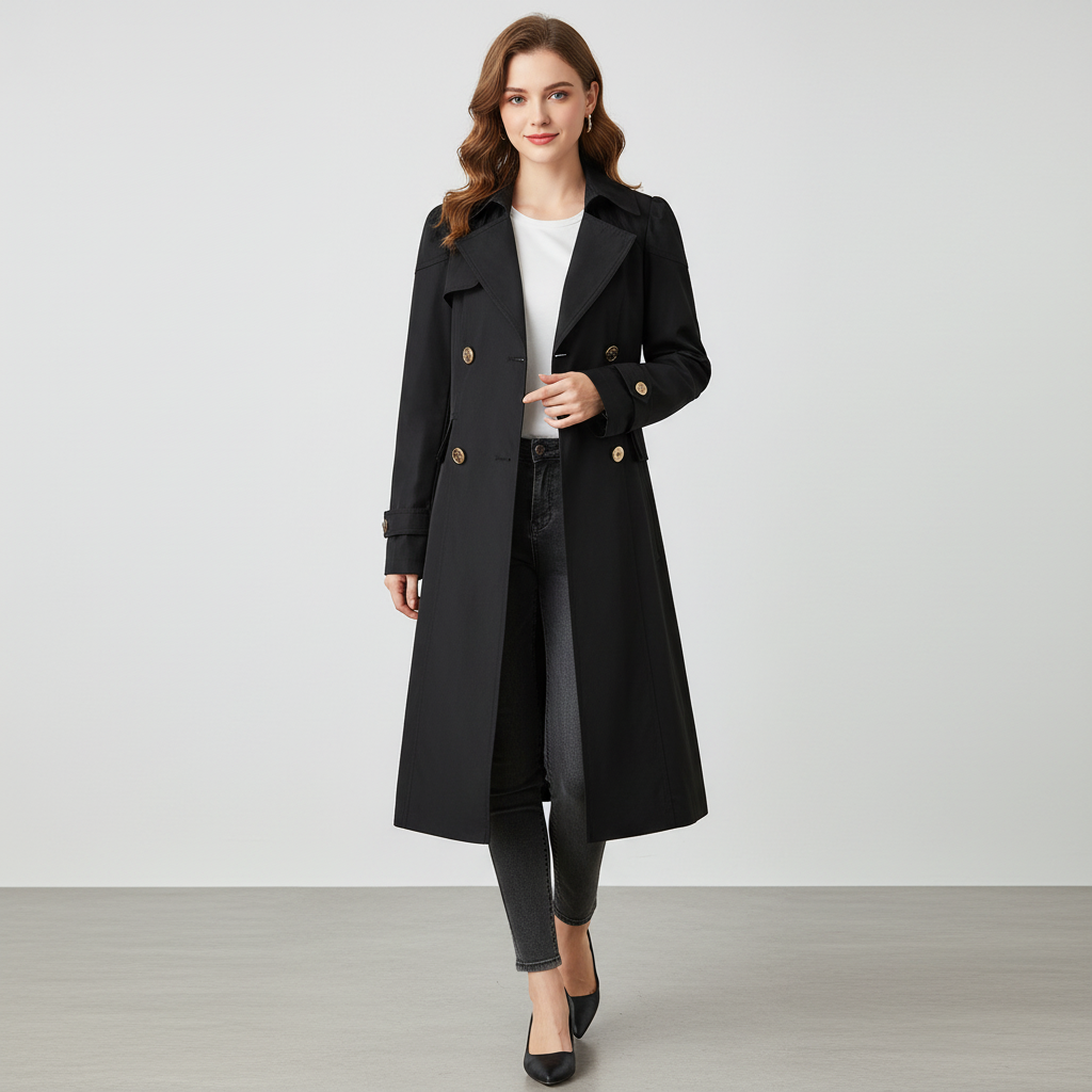 Elegante dames trenchcoat met getailleerde pasvorm en klassieke knoopsluiting