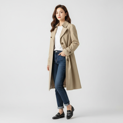 Elegante dames trenchcoat met getailleerde pasvorm en klassieke knoopsluiting
