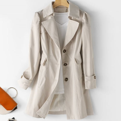 Elegante dames trenchcoat met getailleerde pasvorm en klassieke knoopsluiting