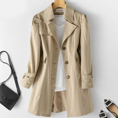 Elegante dames trenchcoat met getailleerde pasvorm en klassieke knoopsluiting