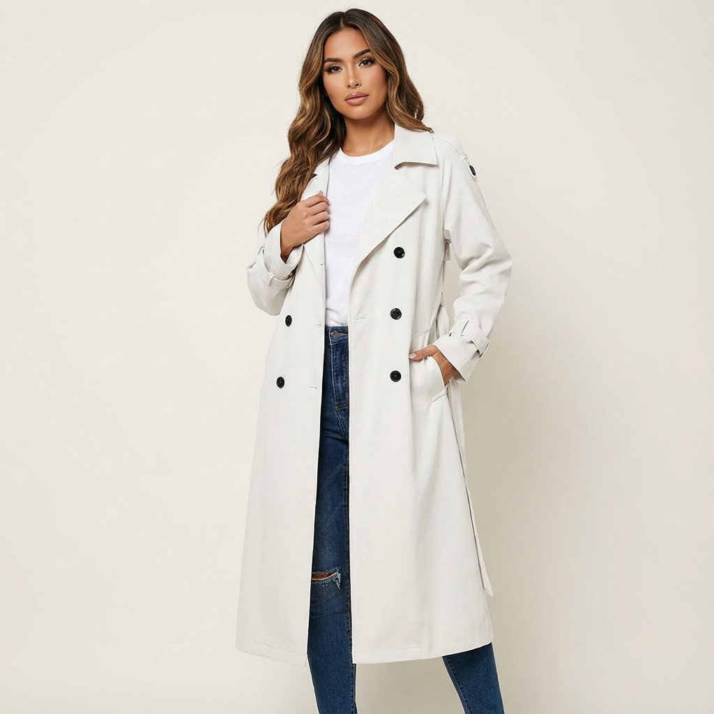 Elegante dames trenchcoat met lange pasvorm - Camille