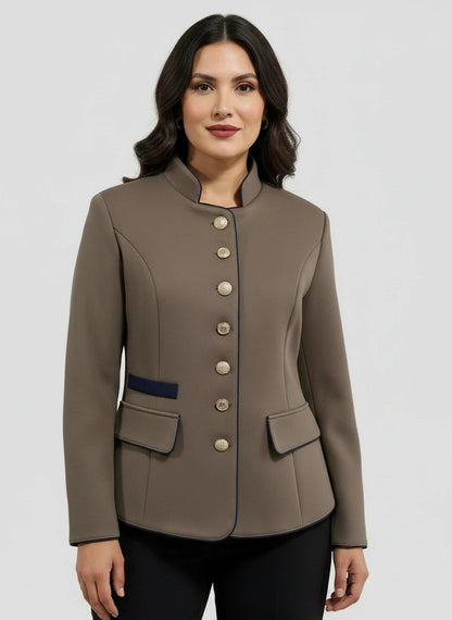 Elegante damesblazer met structuurstof en luxe knopen
