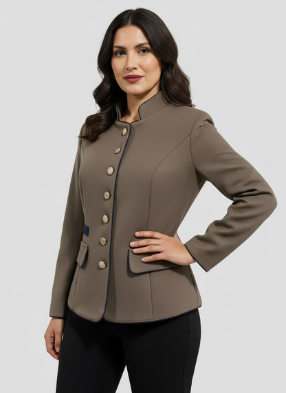Elegante damesblazer met structuurstof en luxe knopen