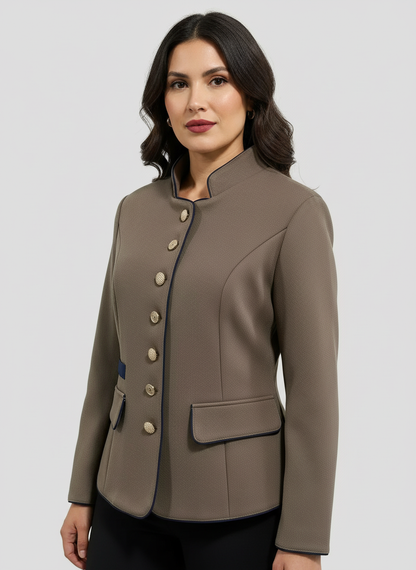 Elegante damesblazer met structuurstof en luxe knopen