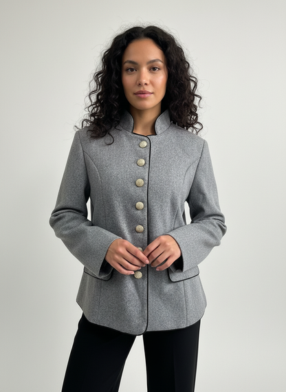 Elegante damesblazer met structuurstof en luxe knopen