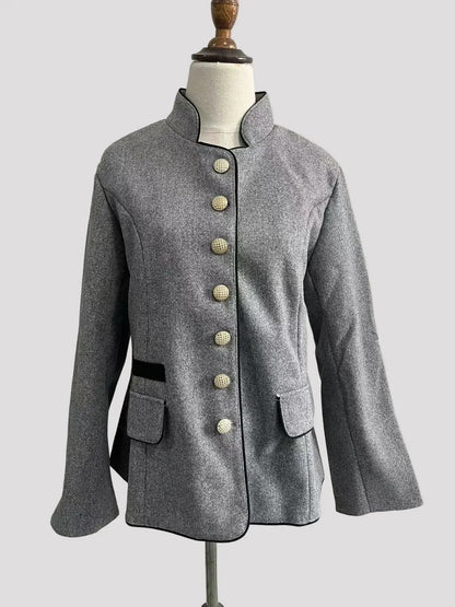 Elegante damesblazer met structuurstof en luxe knopen
