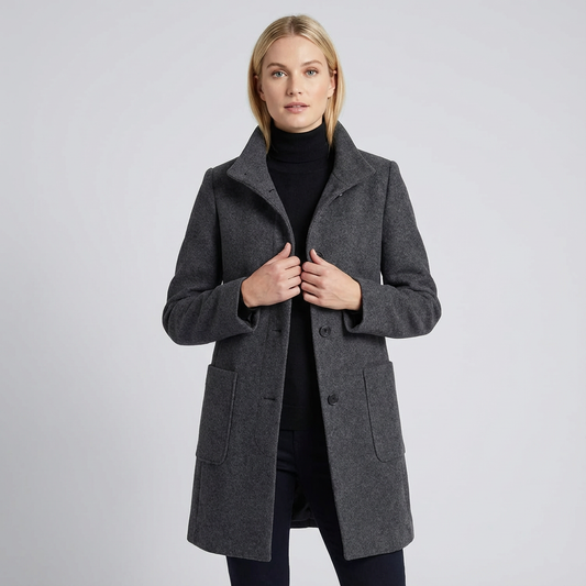 Elegante damesjas met staande kraag en knoopsluiting